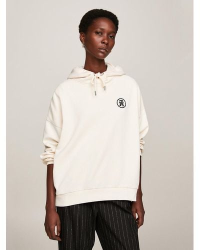 Tommy Hilfiger Th Monogram Stamp Embroidery Relaxed Hoody - White