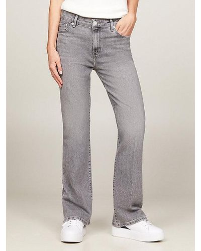 Tommy Hilfiger Medium Rise Bootcut Jeans Met Fading - Grijs