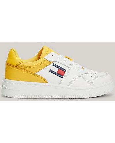 Tommy Hilfiger Essential Retro Leren Sneaker Met Chunky Zool - Metallic