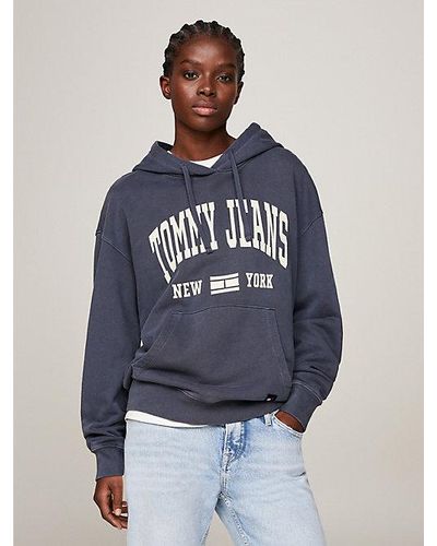 Tommy Hilfiger Varsity Washed Relaxed Fit Hoodie Met Logo - Blauw