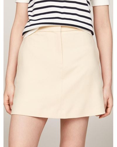 Tommy Hilfiger Flag Embroidery A-line Mini Skirt - Natural