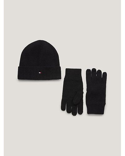 Tommy Hilfiger Essential Cadeauset Met Muts En Handschoenen - Zwart