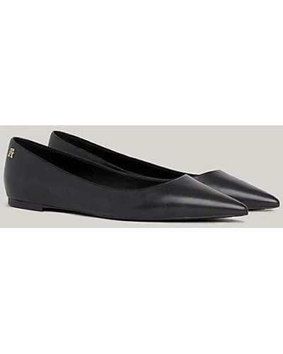 Tommy Hilfiger Bailarinas Essential de punta fina en piel - Negro