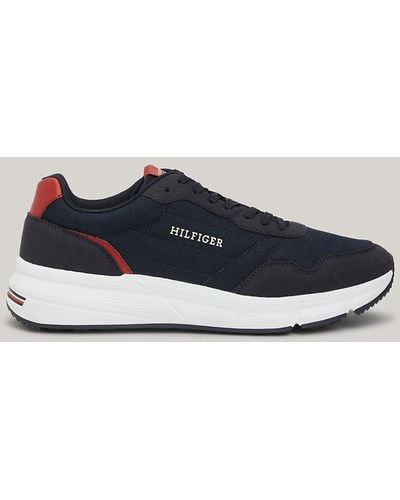 Tommy Hilfiger Logo Mixed Texture Chunky Trainers - Blue