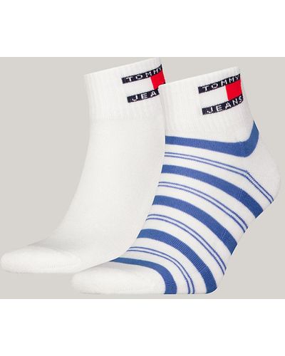 Tommy Hilfiger 2-pack Stripe Logo Ankle Socks - Blue