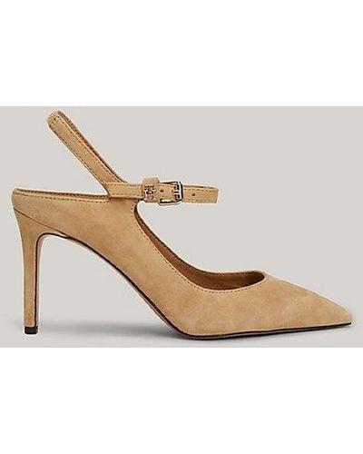 Tommy Hilfiger Suède Pump Met Naaldhak En Spitse Neus - Metallic