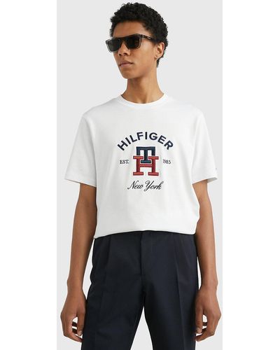 Tommy Hilfiger T-shirt à monogramme TH et logo brodé - Blanc