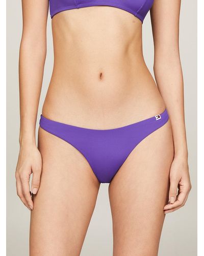 Tommy Hilfiger Flag High Leg Cheeky Bikini Bottoms - Purple