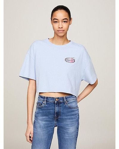 Tommy Hilfiger Archive Cropped Fit T-Shirt mit Oversize-Logo - Weiß