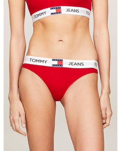 Tommy Hilfiger Parte inferior de bikini con logo Heritage - Rojo