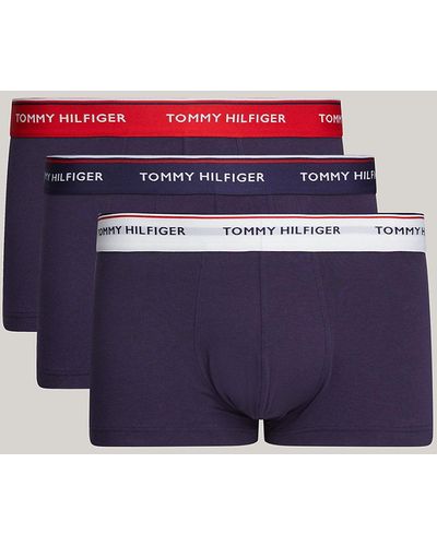 Tommy Hilfiger Lot de 3 boxers taille basse en coton stretch - Bleu