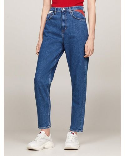 Tommy Hilfiger Mom Ultra High Rise Tapered Contrast Pocket Jeans - Blue