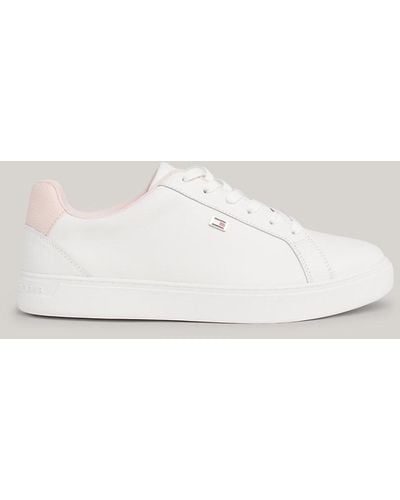 Tommy Hilfiger Flag Leather Court Trainers - White