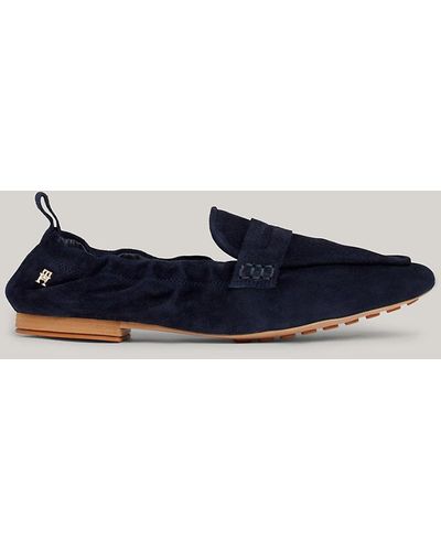 Tommy Hilfiger Suede Moccasin Half Cleat Loafers - Blue