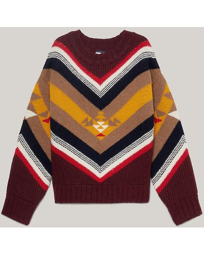 Tommy Hilfiger Pull décontracté Tommy x Pendleton Valley Stripe - Rouge