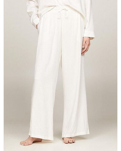 Tommy Hilfiger Pantalón de pijama con inscripción tonal - Blanco