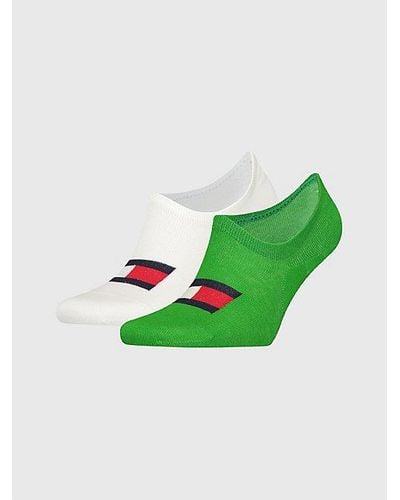 Tommy Hilfiger Pack de 2 pares de calcetines Footie con logo - Verde