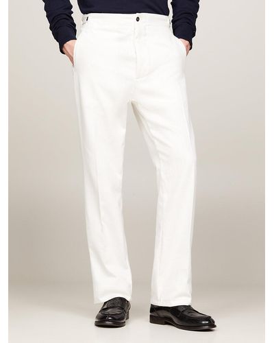 Tommy Hilfiger Pressed Crease Regular Fit Trousers - White