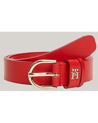 Tommy Hilfiger Cinturón Essential de piel con monograma TH - Rojo