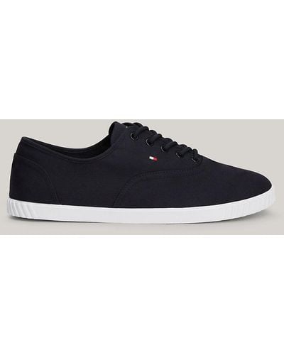 Tommy Hilfiger Essential Flag Embroidery Canvas Trainers - Blue