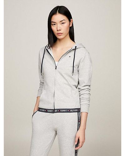 Tommy Hilfiger Terry Hoodie Met Rits - Grijs