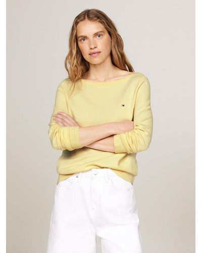 Tommy Hilfiger Boat Neck Jersey Jumper - Yellow
