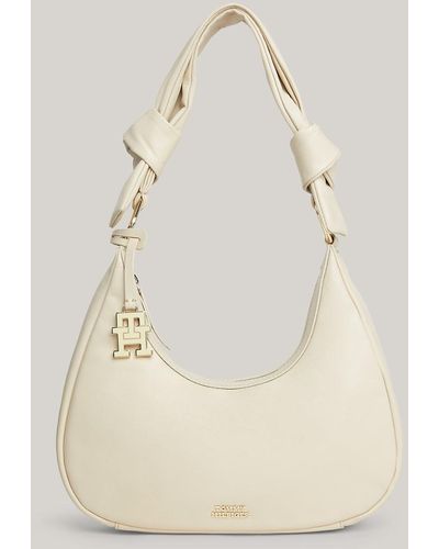 Tommy Hilfiger Leather Th Monogram Hobo Bag - Natural