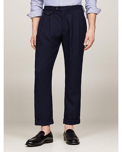 Tommy Hilfiger Pantalón texturizado con pinzas - Azul