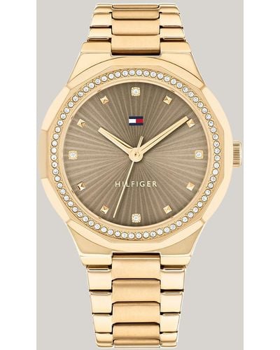 Tommy Hilfiger Ionic Gold-plated Crystal-embellished Bracelet Watch - Metallic
