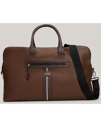 Tommy Hilfiger Premium Leather Duffel Bag - Brown