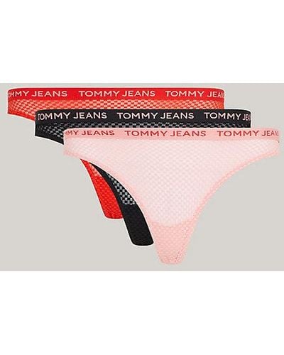 Tommy Hilfiger Pack de 3 tangas Essential de cintura alta - Rojo