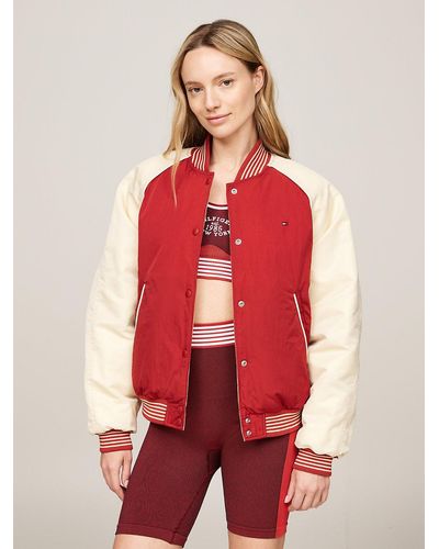 Tommy Hilfiger Sport Varsity Reversible Relaxed Bomber Jacket - Red