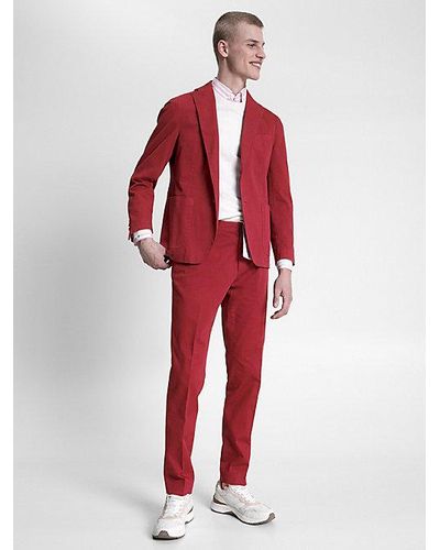 Tommy Hilfiger Slim Fit Anzug in Stückfärbung - Rot