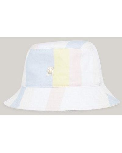 Tommy Hilfiger Sombrero de pescador con rayas mixtas - Blanco
