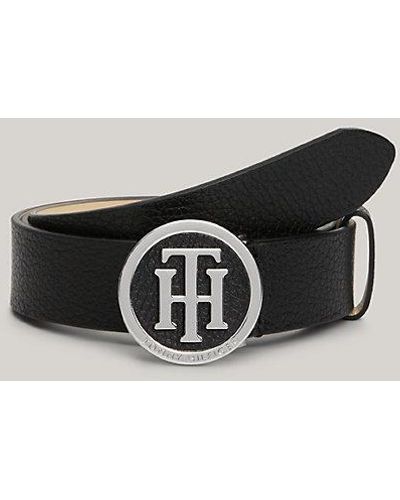 Tommy Hilfiger Ledergürtel mit Pinschließe im Logo-Design - Schwarz