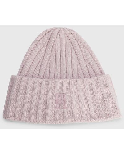 Tommy Hilfiger Iconic Monogram Embroidery Beanie - Pink