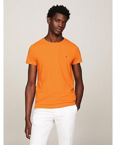 Tommy Hilfiger Extra Slim Fit T-shirt Met Geborduurde Vlag - Oranje