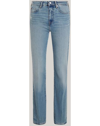 Tommy Hilfiger High Rise Bootcut Distressed Jeans - Blue