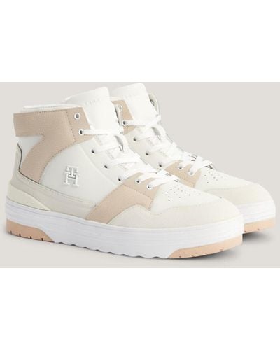 Tommy Hilfiger Th Monogram High-top Basketball Trainers - Natural