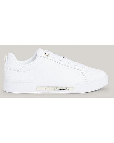 Tommy Hilfiger Leren Court Sneaker Met Cupsole - Wit