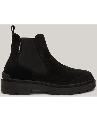 Tommy Hilfiger Suede Cleat Chelsea Boots - Black