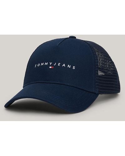 Tommy Hilfiger Logo Mesh Trucker Baseball Cap - Blue