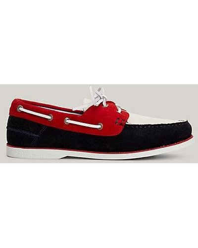 Tommy Hilfiger Colour-blocked Bootschoen Van Suède - Rood