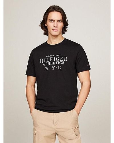 Tommy Hilfiger T-shirt Met Ronde Hals En Nyc-logoprint - Zwart