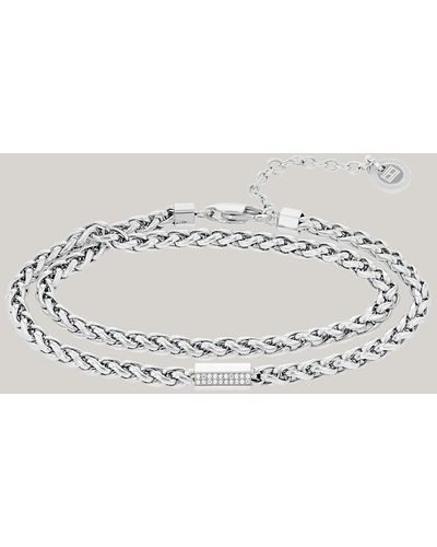 Tommy Hilfiger Crystal-embellished Charm Stainless Steel Chain Bracelet - Multicolour
