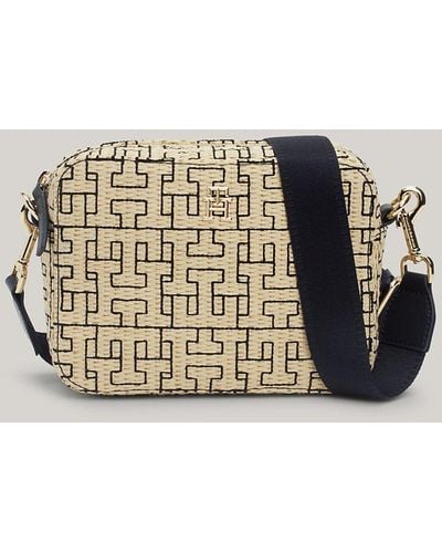 Tommy Hilfiger City Straw Embroidery Crossover Bag - Metallic