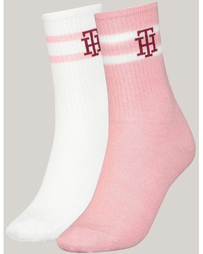Tommy Hilfiger 2-pack Th Monogram Ribbed Socks - Pink