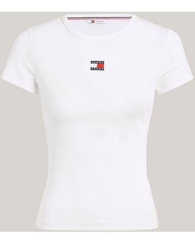 Tommy Hilfiger Badge Ribbed Slim Fit T-shirt - White