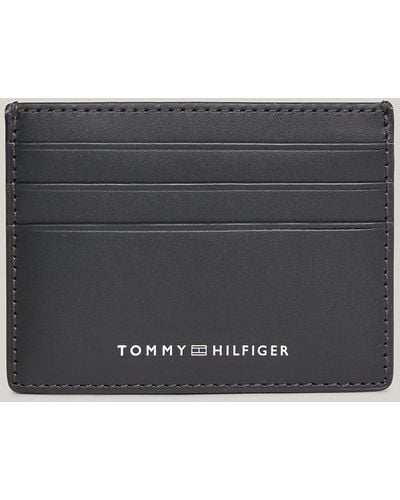 Tommy Hilfiger Porte-cartes en cuir à logo - Gris
