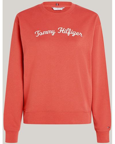 Tommy Hilfiger Curve Script Logo Embroidery Crew Neck Jumper - Pink